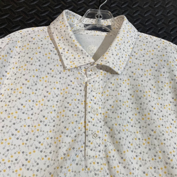 G/FORE Superstition Mountain Floral Golf Polo Shirt XXL Mens White Yellow‎ - Picture 1 of 9